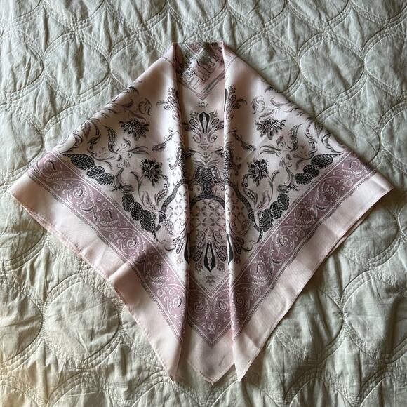 Vintage Jim Thompson Pink and Black Silk Scarf - Picture 1 of 7